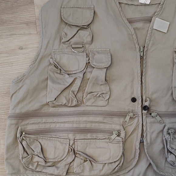WALKER Men's Vintage Utility Sporting Vest in Cream Large - Picture 3 of 9